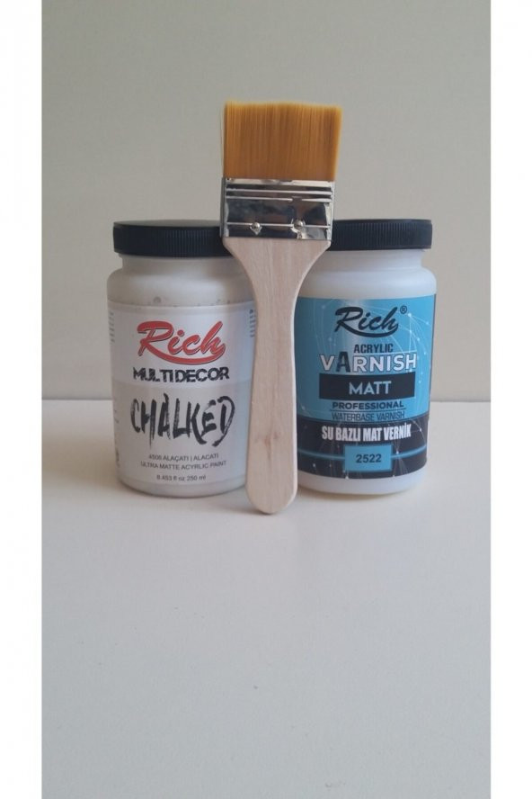 Rich Chalked Set 250 Cc Alaçatı 250 Cc + Mat Vernik 250cc + Fırça ürün görseli 1