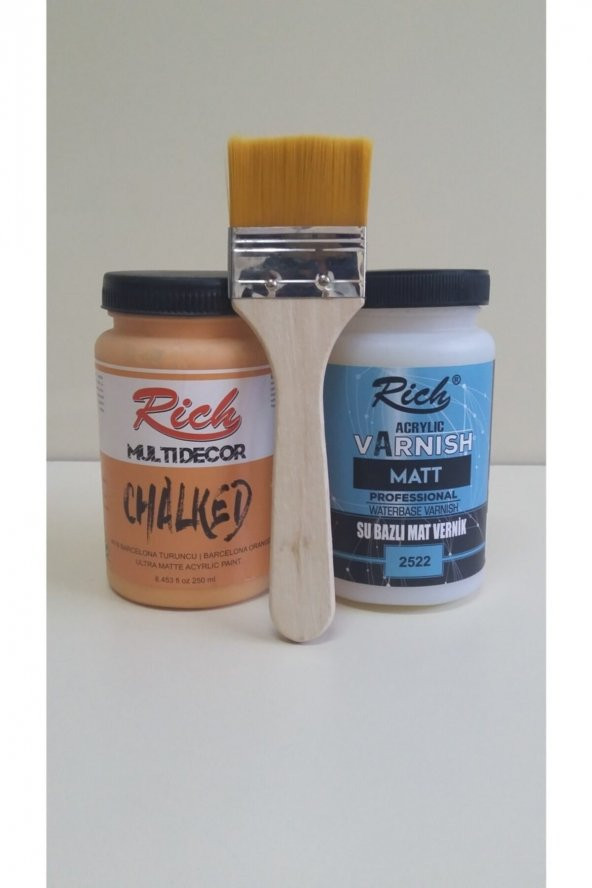 Rich Chalked Set 250 cc Barcelona Turuncu +250 cc Mat Vernik + Fırça ürün görseli 1