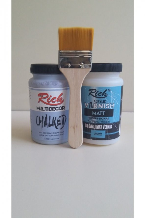Rich Chalked Set 250 Cc Ege Mavi +250 Cc Mat Vernik + Fırça ürün görseli 1