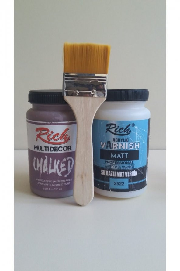 Rich Chalked Set 250 Cc Güz Gülü + 250 Cc Mat Vernik + Fırça ürün görseli 1