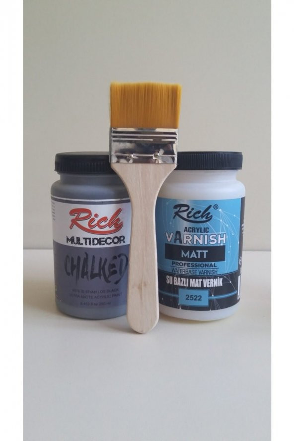 Rich Chalked Set 250 cc Is Siyah + 250 cc Mat Vernik + Fırça ürün görseli 1