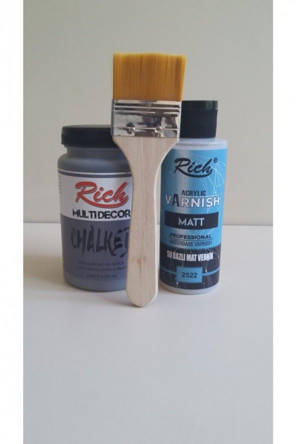 Rich Chalked Set 250 Cc Is Siyah+120 Cc Mat Vernik + Fırça ürün görseli 1