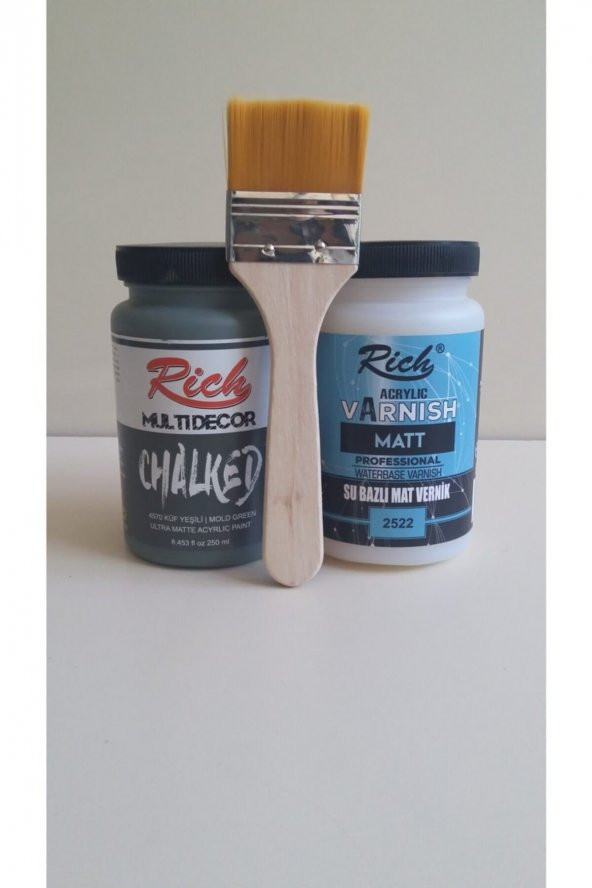 Rich Chalked Set 250 cc Küf Yeşili + 250 cc Mat Vernik + Fırça ürün görseli 1