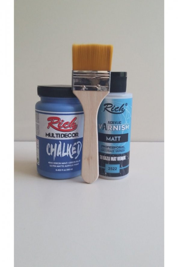 Rich Chalked Set 250 cc Odeon Mavi+120 cc Mat Vernik + Fırça