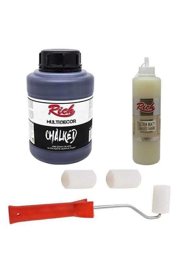 Rich 3lü Boya Seti Chalked Boya 1250cc 4580 Siyah + 500cc Ultra Mat Chalked Vernik ürün görseli 1