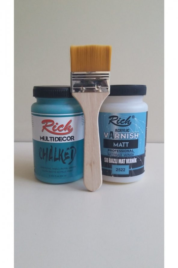 Rich Chalked Set 250 Cc Royal Yeşili  + 250 Cc Mat Vernik + Fırça ürün görseli 1