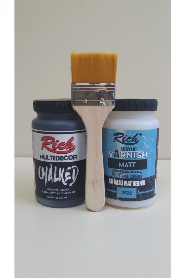 Rich Chalked Set 250 Cc Siyah + 250 Cc Mat Vernik + Fırça ürün görseli 1