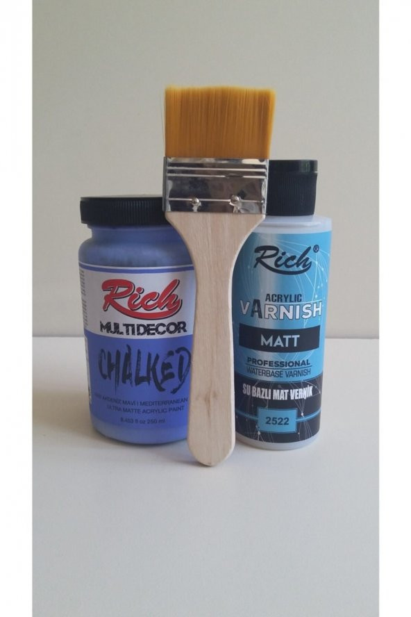 Rich Chalked Set Akdeniz Mavi  250 cc + 120 cc Mat Vernik + Fırça ürün görseli 1