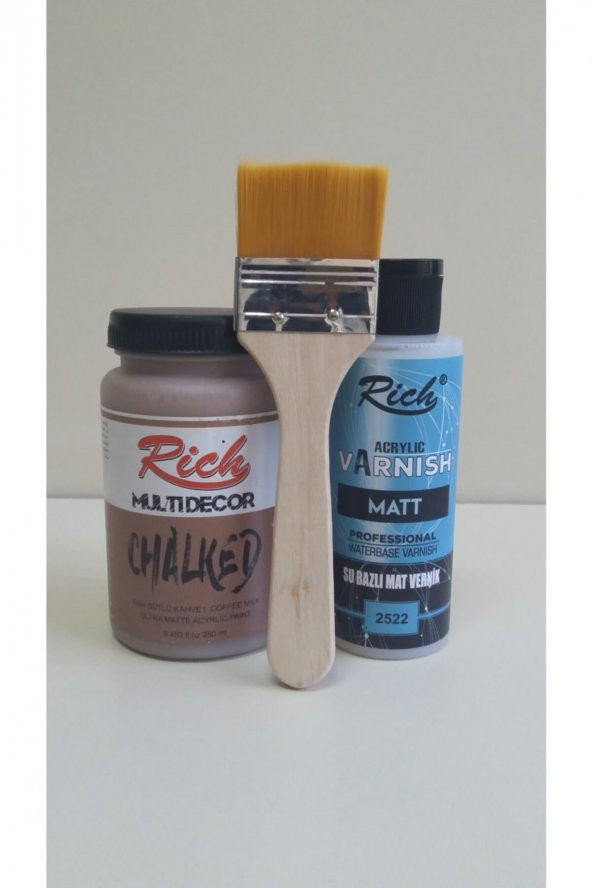 Rich Chalked Set Akrilik 250 Cc Sütlü Kahve +120 Cc Mat Vernik + Fırça