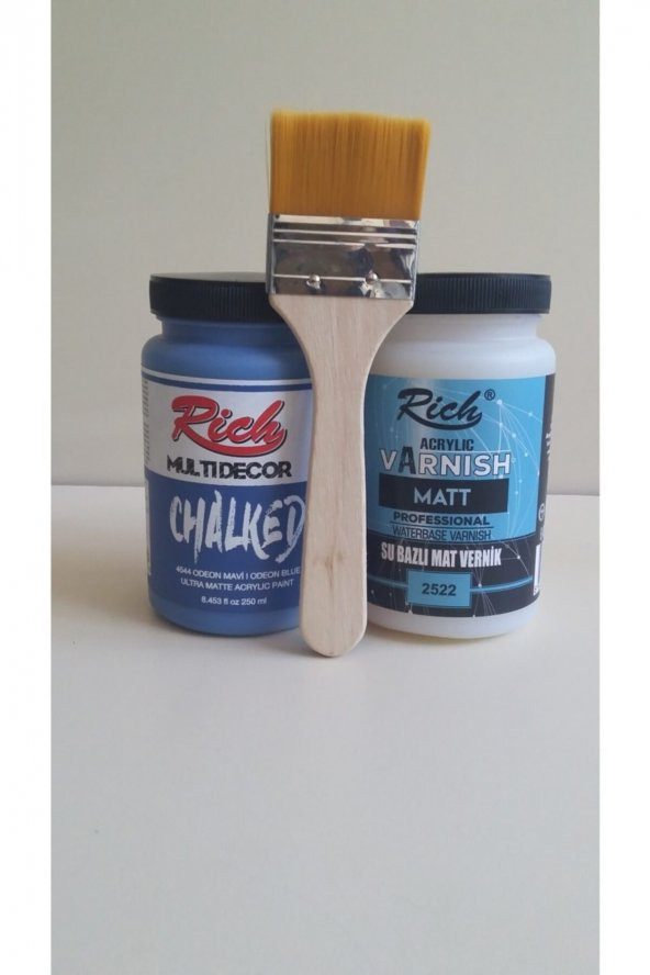 Rich Chalked Set Odeon Mavi 250cc Akrilik + Mat Vernik 250 cc + Fırça ürün görseli 1