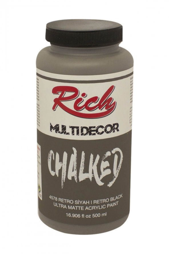 Rich Multi Decor Chalked Akrilik Boya 500 cc. 4578 RETRO SİYAH ürün görseli 1