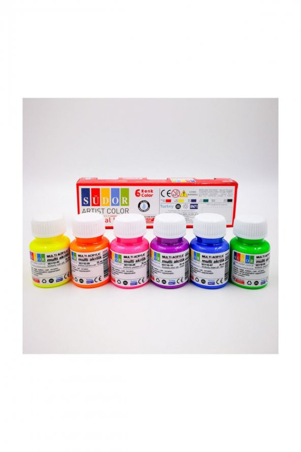 Südor Multi Akrilik Fosforlu Set  6 x 25 ml ürün görseli 1