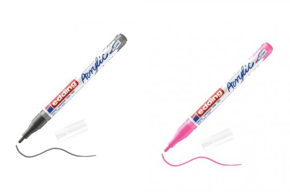 Edding 5300 İnce Uçlu Akrilik Markör 1-2 Mm’lik İnce Yuvarlak Uç 2 Renk ürün görseli 1