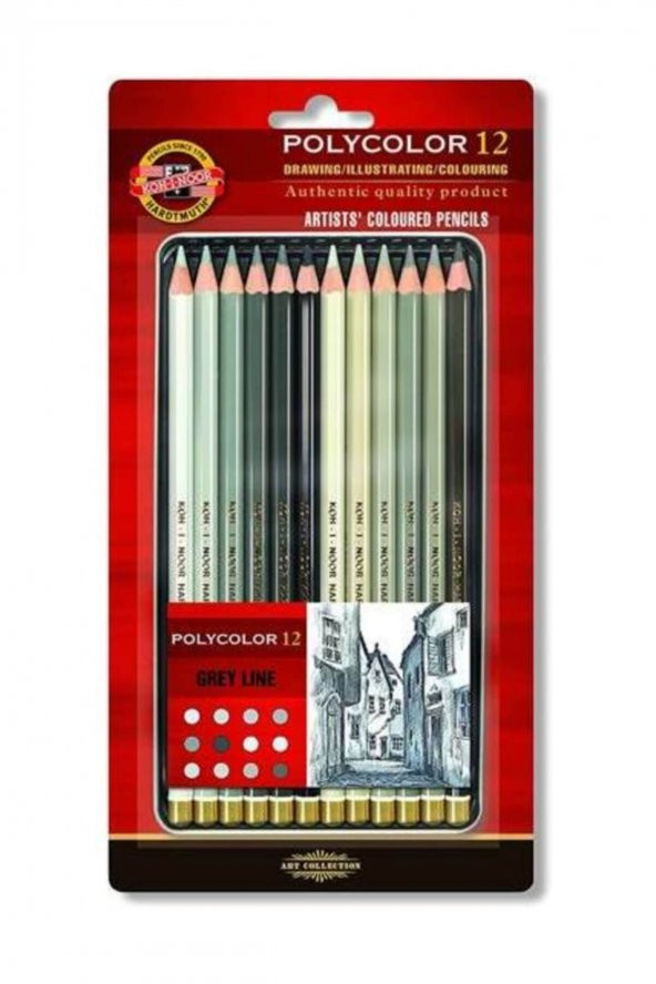 Koh-I-Noor Artist´s 12li Gri Line Kuru Boya Kalem Seti 3822 - Resim 2