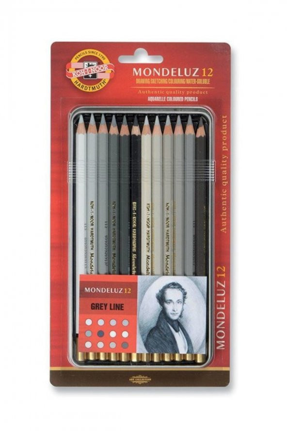 Kohinoor Mondeluz Sulu Boya Kalem Seti 12li Gri Tonlar ürün görseli 1