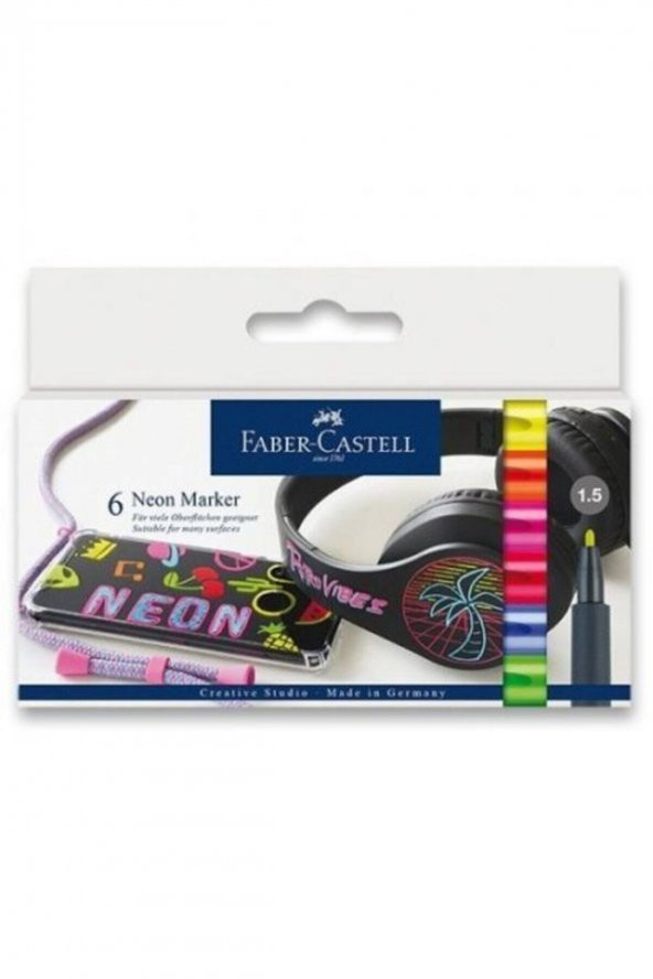 Faber- Castel Neon 1,5mm 6 Renk Vip Model Markör ( Yeniiiii ) - 2