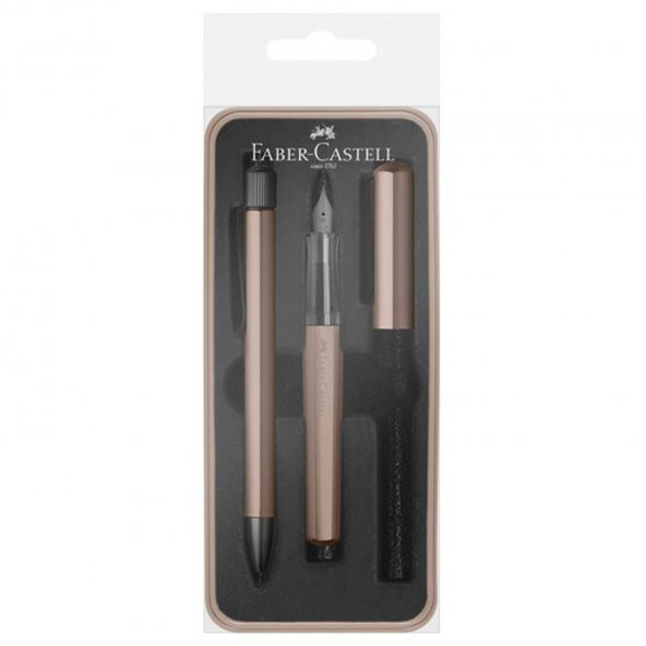 Faber Hexo Dolma Ve Tükenmez Kalem Set Bronz