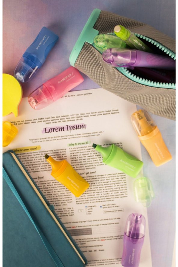 Serve Berry Mini Fosforlu Kalem Pastel Lavanta - Resim 4