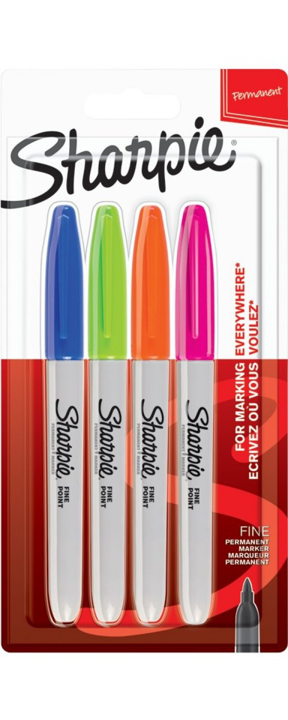 Sharpie Fine Permanent Markör Canlı Renkler 4Lü