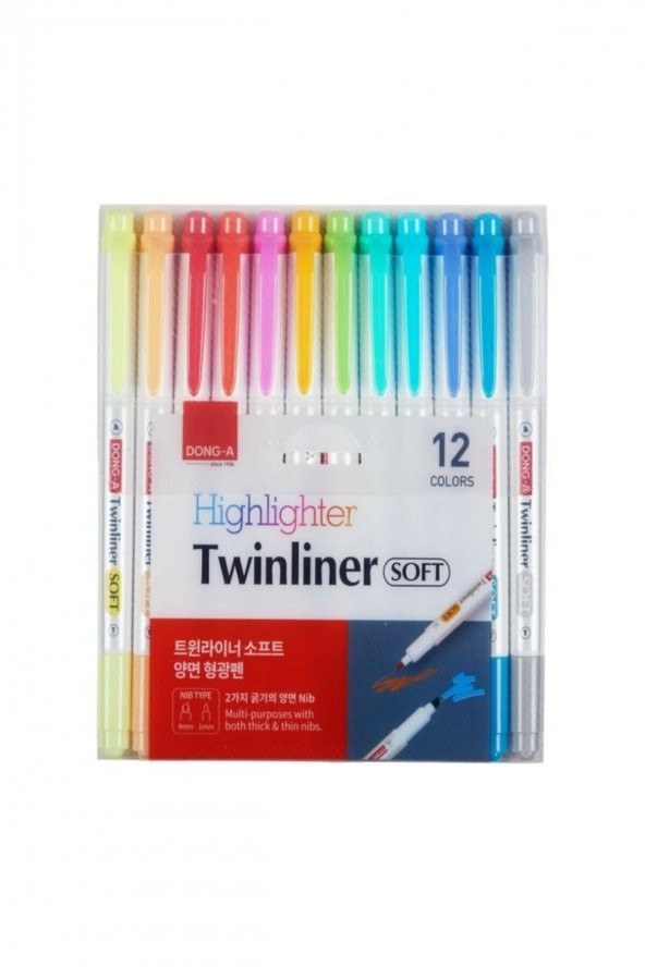 Twinliner Soft Fosforlu Fırçalı 12 Adet Set