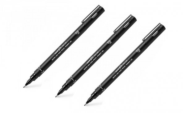 Uni Pin Teknik Çizim Kalemi 0.6 Mm Siyah 3 Adet ürün görseli