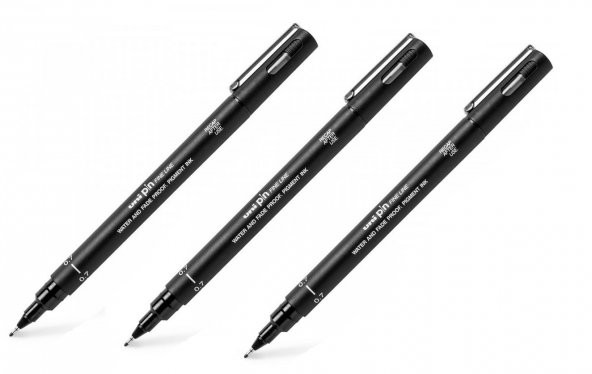 Uni Pin Teknik Çizim Kalemi 0.7 Mm Siyah 3 Adet ürün görseli 1