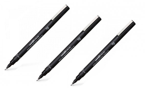 Uni Pin Teknik Çizim Kalemi 0.8 Mm Siyah 3 Adet - 1