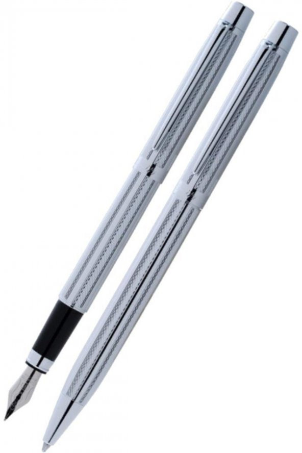 Scrikss Dolma Kalem ve Tükenmez 722W Balıksırtı Krom 2li Set ürün görseli