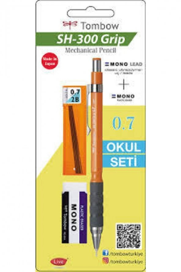 Tombow SH 300 Grip Mekanik Kurşun Kalem 0 7mm Neon Turuncu