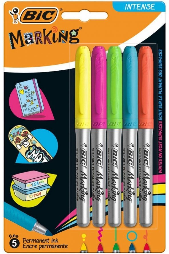 Bic Marking Colour Permanent 5li Ana Renkler ürün görseli 1