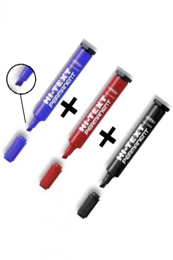 Hi-Text Kesik Uçlu Markör Permanent Kalem 3 Renk ürün görseli 1