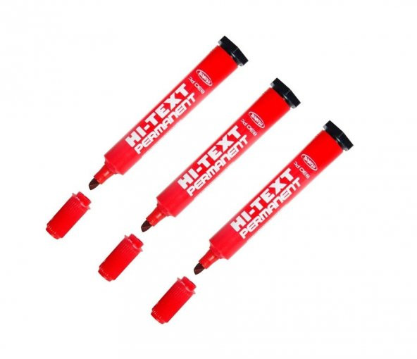 Hi-text Permanent Marker Kesik Uçlu Kırmızı 3 Adet ürün görseli 1