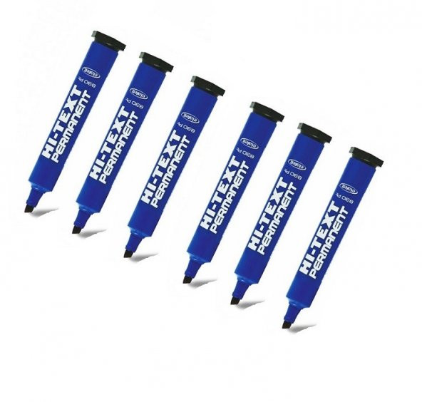 Hi-Text Permanent Marker Kesik Uçlu Mavi  6 Adet ürün görseli 1