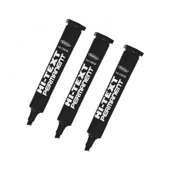 Hi-text Permanent Marker Kesik Uçlu Siyah  3 Adet ürün görseli 1