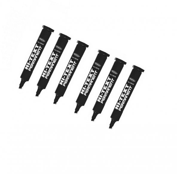 Hi-text Permanent Marker Kesik Uçlu Siyah  6 Adet