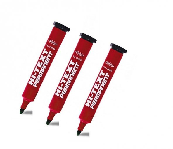 Hi-text Permanent Marker Yuvarlak Uçlu Kırmızı 3 Adet ürün görseli 1