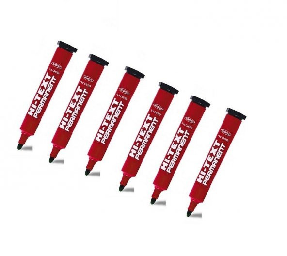 Hi-text Permanent Marker Yuvarlak Uçlu Kırmızı 6 Adet ürün görseli 1