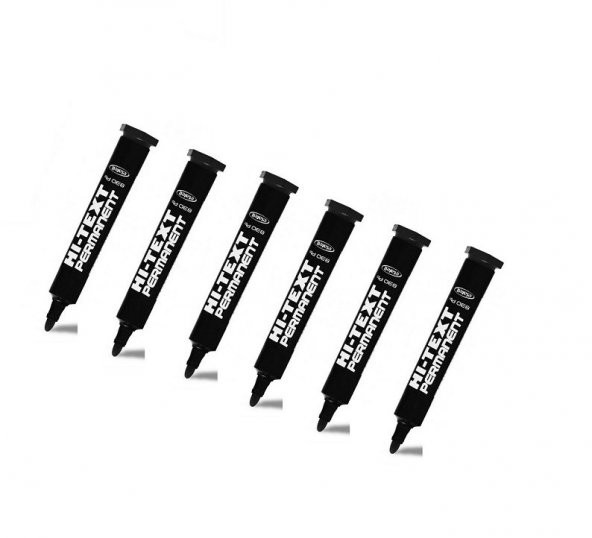 Hi-text Permanent Marker Yuvarlak Uçlu Siyah 6 Adet