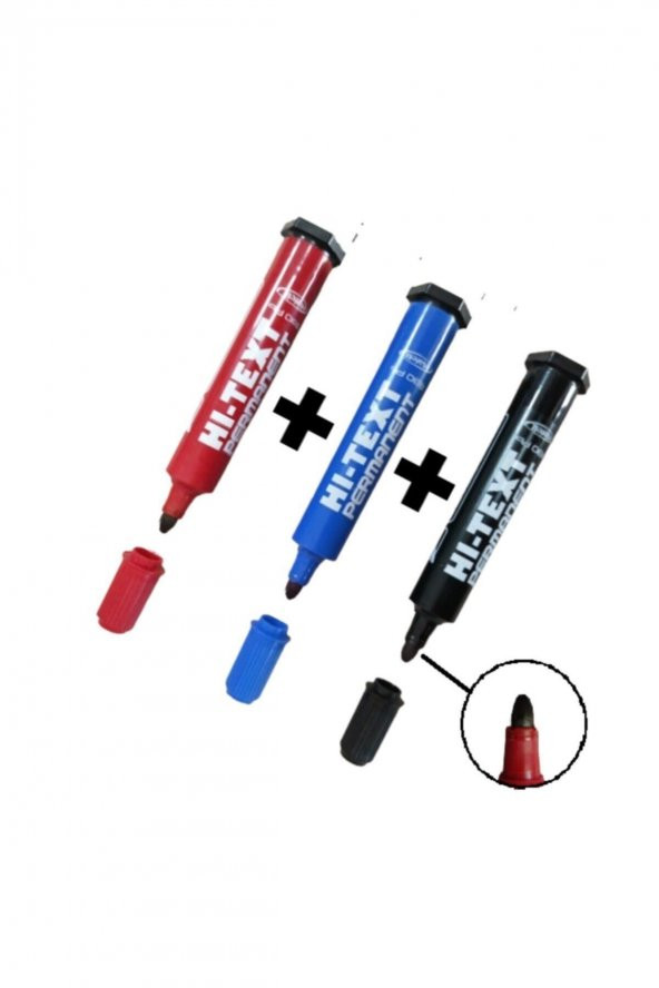 Hi-Text Yuvarlak Uçlu Markör Permanent Kalem 3 Renk ürün görseli 1