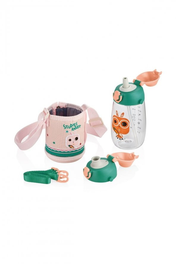 Uzspace 2041 700ml Kılıflı Taşıma Askılı Tritan Çocuk Su Matarası - 2