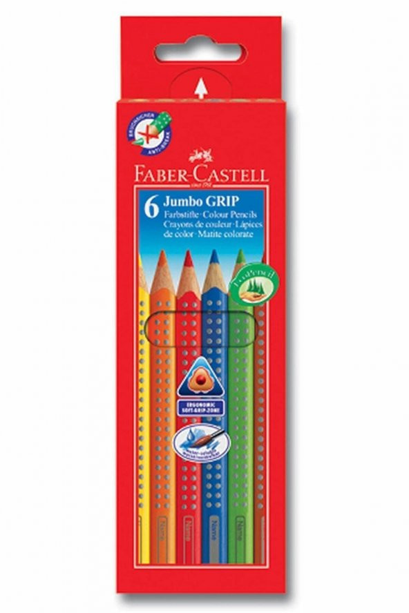 Faber-Castell Jumbo Grip Boya Kalemi 6 Renk ürün görseli 1