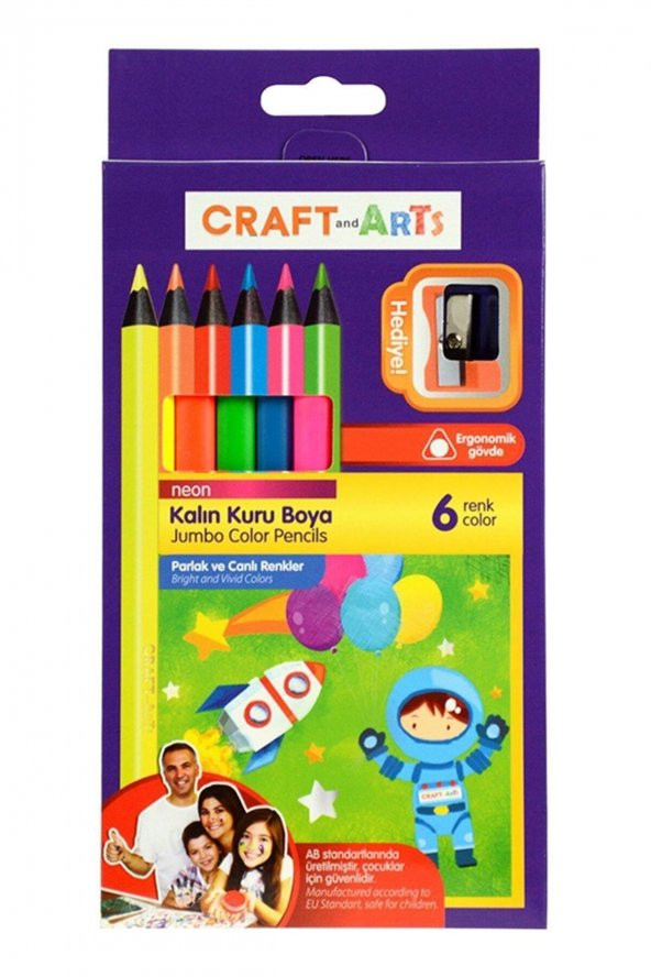 Craft And Arts Jumbo Neon Kuru Boya 6 Renk ürün görseli 1