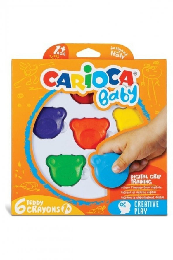 Carioca Teddy Şekilli Kirletmeyen Mum Boyalar 6lı ürün görseli 1