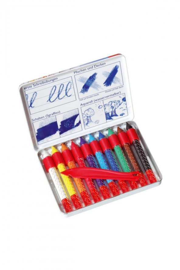Herlitz Crayon Pastel Tutacakli 10lu Metal Kutu 008 - Resim 2