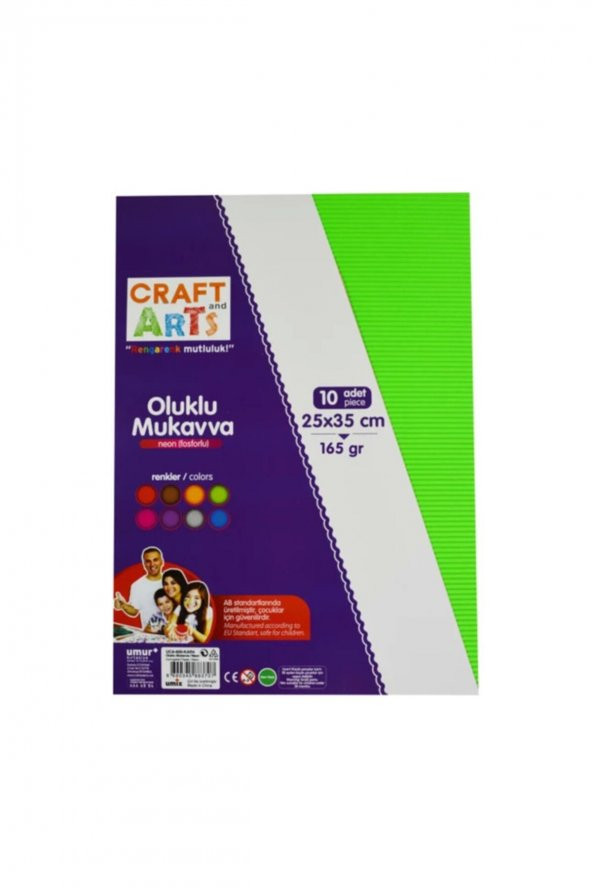 Craft And Arts Oluklu Mukavva Fosforlu 25X35 10Lu Karışık Poşet ürün görseli 1