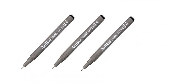 Artline Çizim Kalemi  0.4mm Siyah 3 Adet