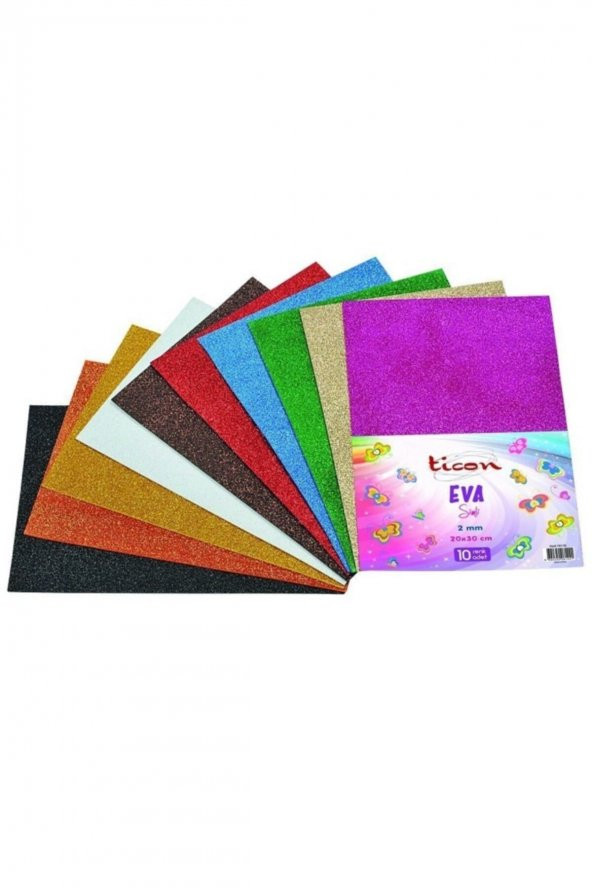 Ticon 2mm Simli Eva 20 X 30cm Karışık Renk-10lu