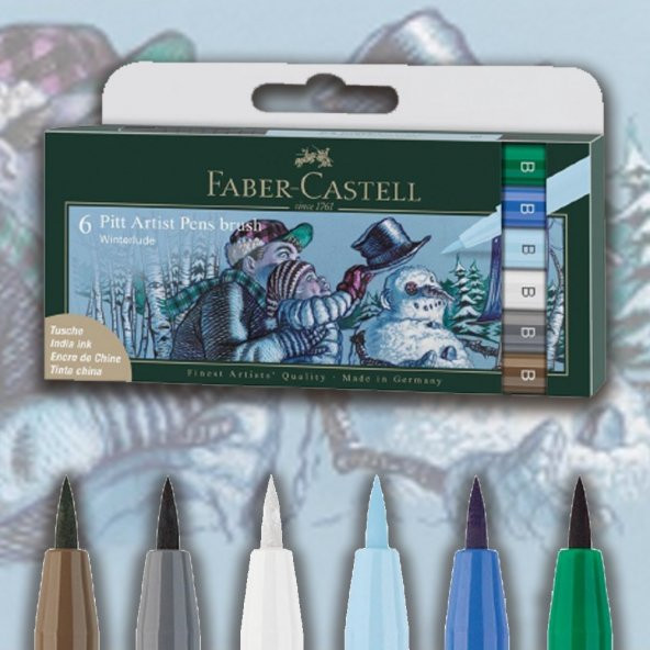 Faber Pitt Artist Pen Fırça Uç 6lı, Kış Renkleri ürün görseli 1