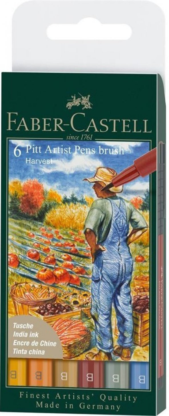 Faber Pitt Artist Pen Fırça Uç 6lı, Sonbahar Renkleri ürün görseli 1