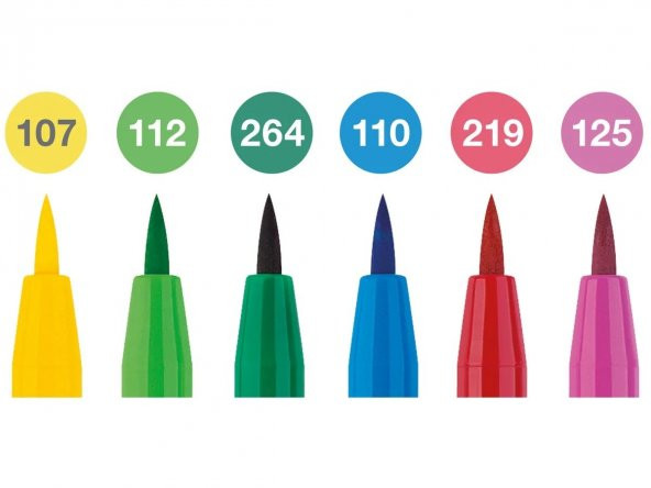 Faber Pitt Artist Pen Fırça Uç 6lı, Bahar Renkleri - Resim 2